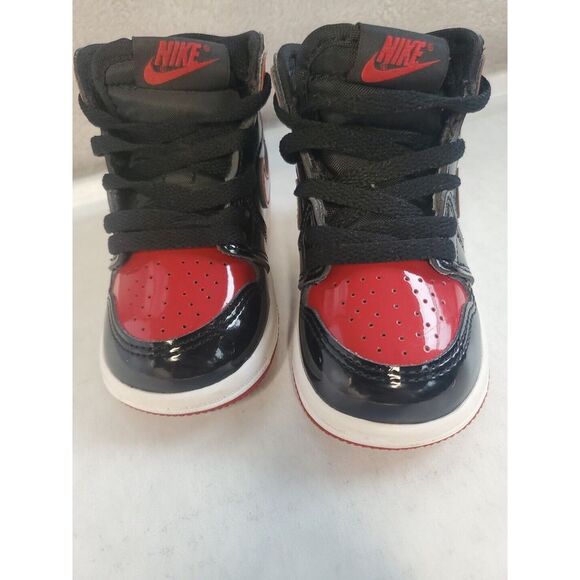Air Jordan 1 Retro High OG TD 'Patent Bred' Infant Size 4c Uk 3.5 ( 12 Month) - Picture 16 of 16